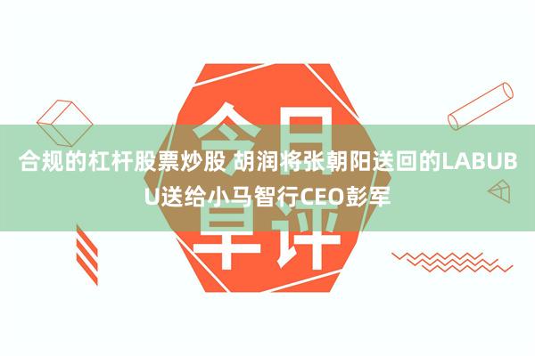 合规的杠杆股票炒股 胡润将张朝阳送回的LABUBU送给小马智行CEO彭军