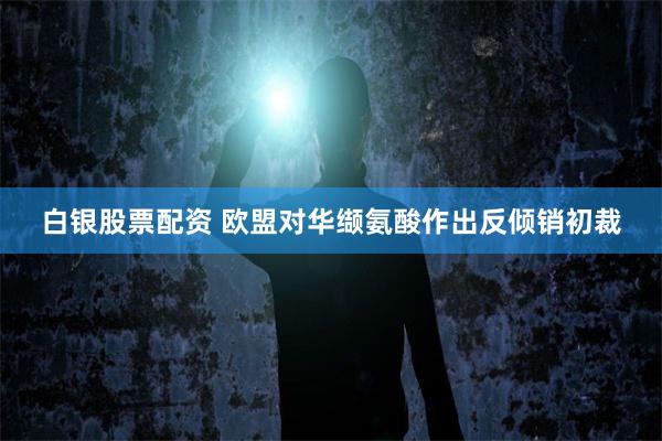 白银股票配资 欧盟对华缬氨酸作出反倾销初裁